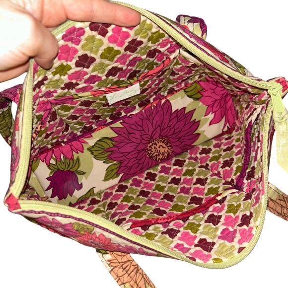 Vera Bradley "Hello Dahlia" Handbag Pink Flowers Quilted Shoulder Bag Tote Purse - Picture 8 of 11